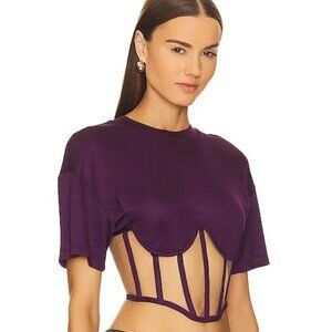 NWT RtA Angelo Corset Cropped Top in Grape Size Medium